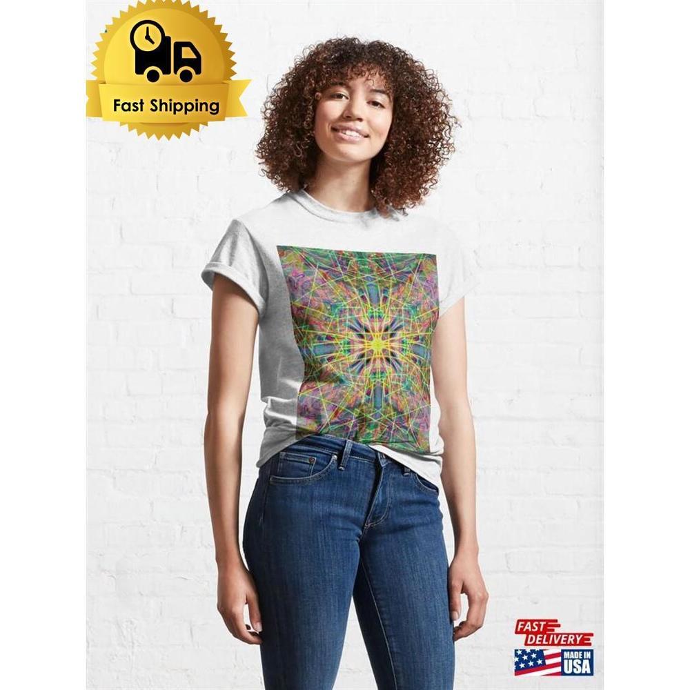 Trippy Geometry 3D Abstract Flower Classic T-Shirt